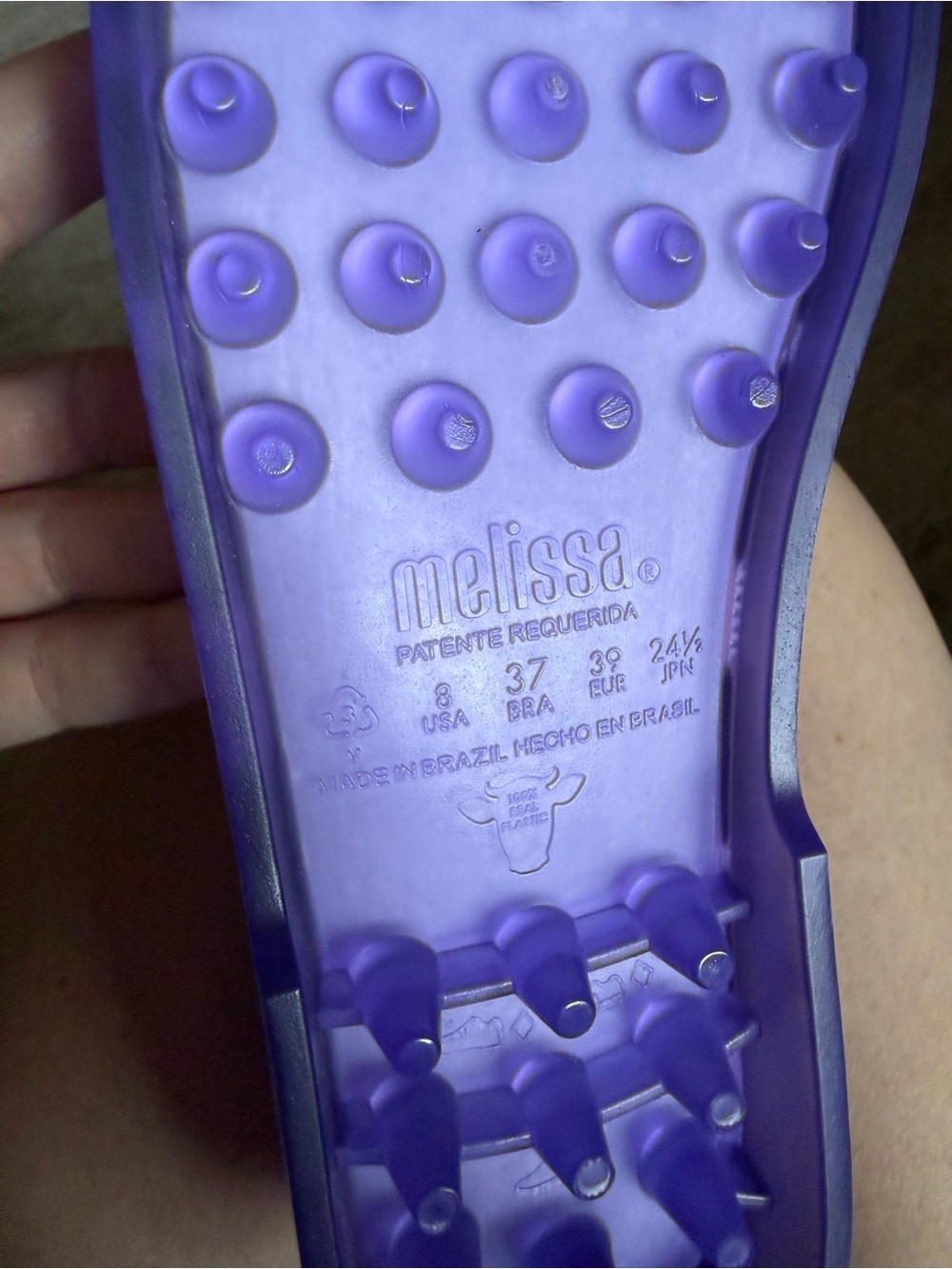 Melissa Possession Lucid Jelly Flat Closed Toe Sandals 8 Purple - Picture 6 of 6